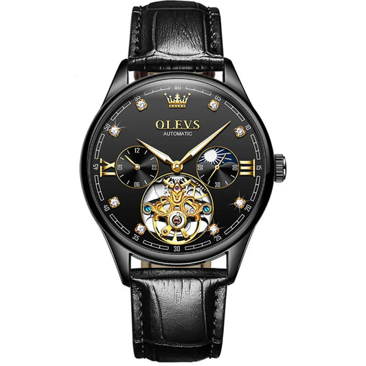 Men Watch OLEVS 3601 Automatic Mechanical Watch Black