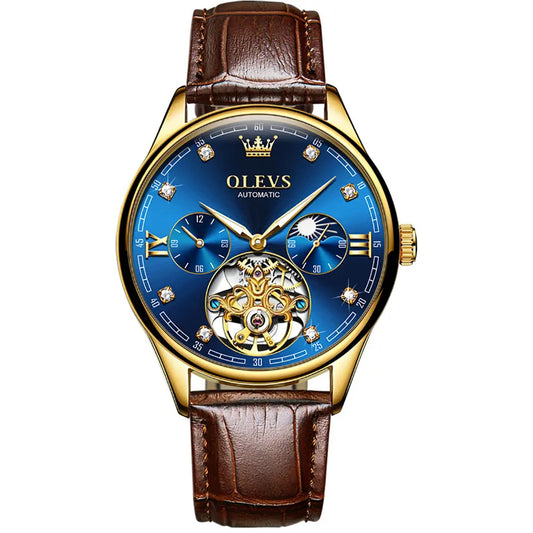 Men Watch OLEVS 3601 Automatic Mechanical Watch Blue