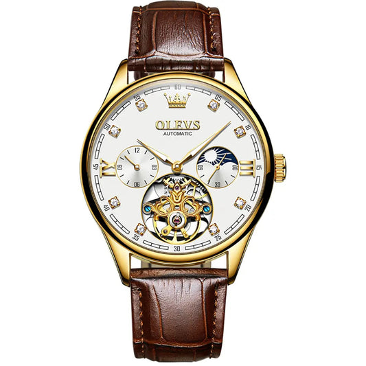 Men Watch OLEVS 3601 Automatic Mechanical Watch White
