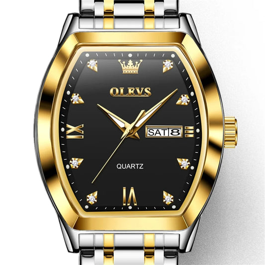 OLEVS Men Luxury Watch 5528 Black Gold Silver