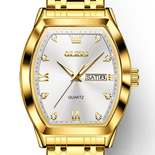 OLEVS Men Luxury Watch 5528 Gold, White dial