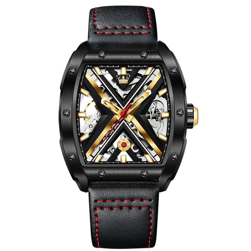 Men Watch OLEVS 6662 Modern Technology Automatic Mechanical Silver Black