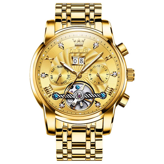 Men Watch OLEVS 9910 Automatic Mechanical Watch Gold