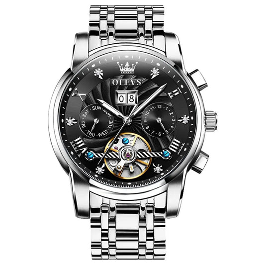Men Watch OLEVS 9910 Automatic Mechanical Watch Black