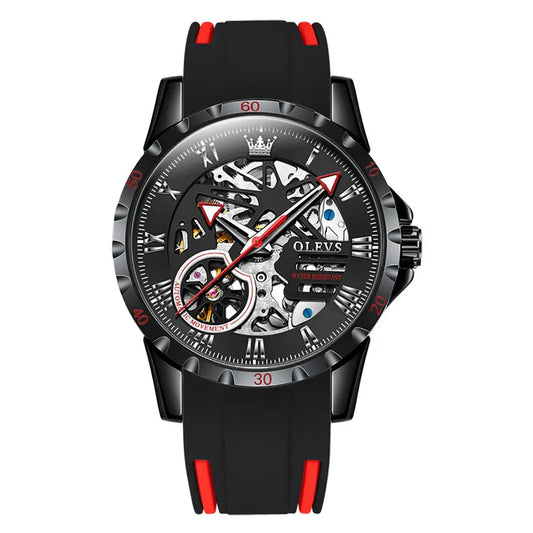Men Watch OLEVS 9918 Sports Automatic Mechanical Watch Red