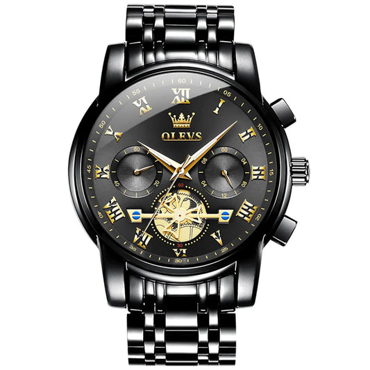 OLEVS Men Luxury Watch 2859 Black dial Black strap