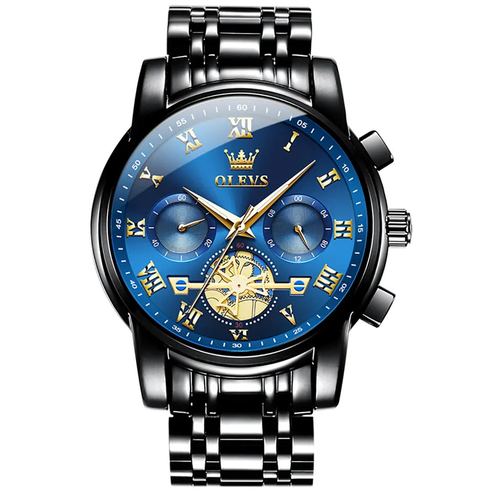 OLEVS Men Luxury Watch 2859 White dial Gold White strap