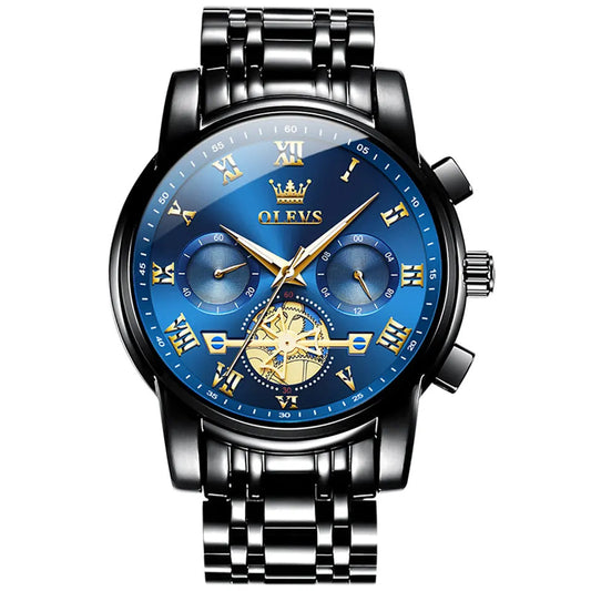 OLEVS Men Luxury Watch 2859 Blue dial Black strap