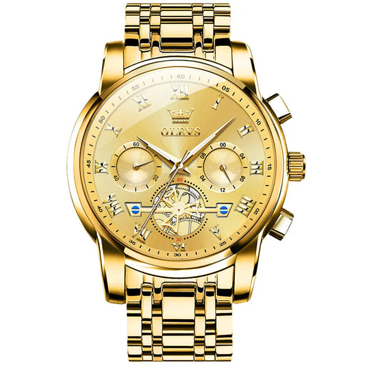 OLEVS Men Luxury Watch 2859 Gold dial Gold strap