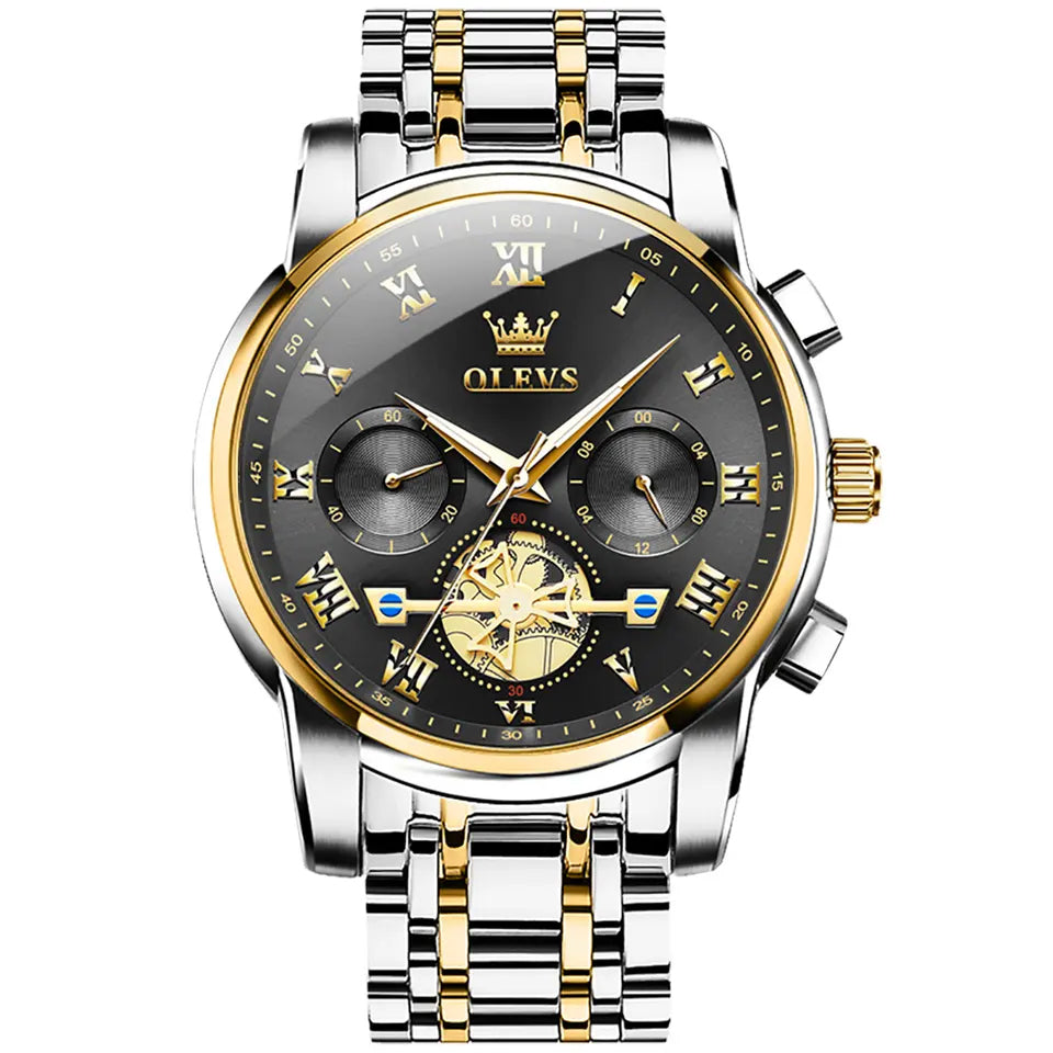 OLEVS Men Luxury Watch 2859 White dial Gold White strap