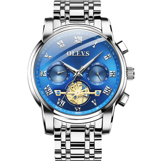 OLEVS Men Luxury Watch 2859 Blue dial White strap