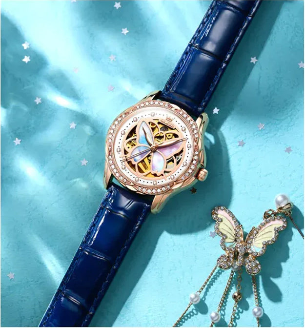 Women Mechanical Watch OLEVS Butterfly Design