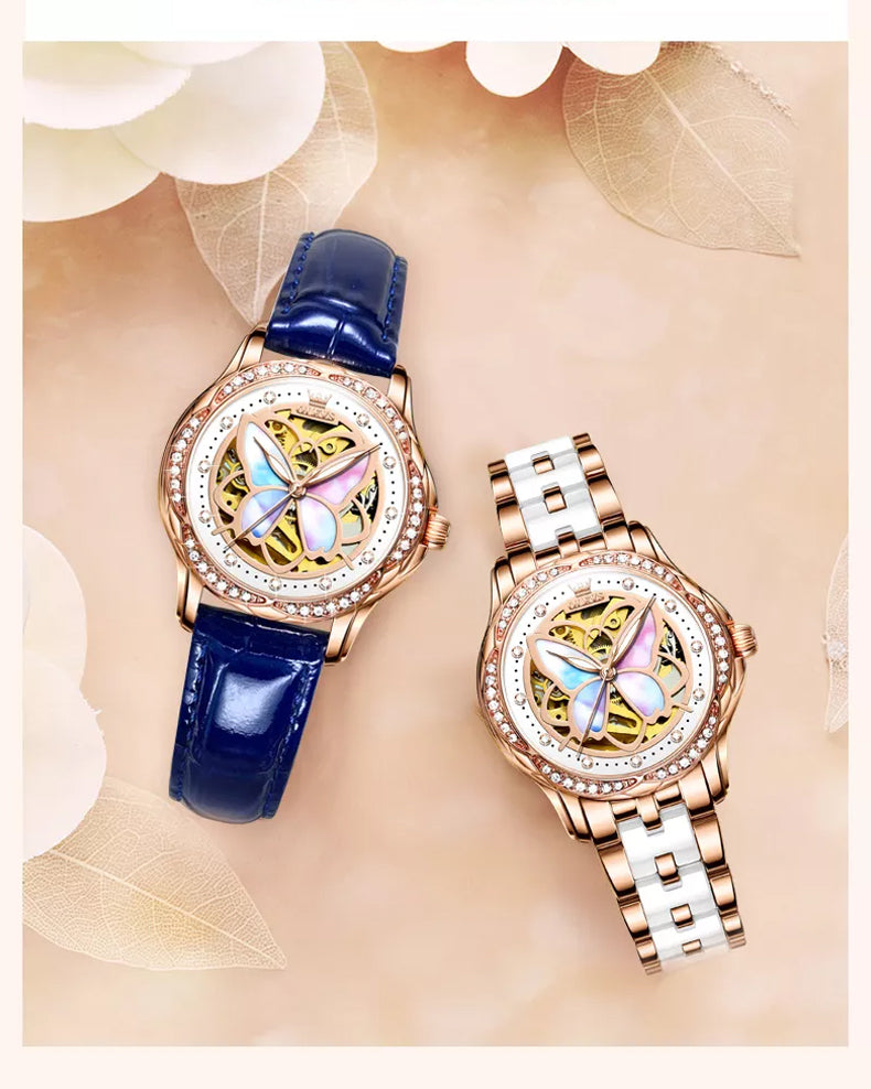 Women Mechanical Watch OLEVS Butterfly Design