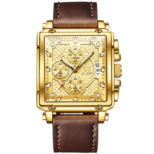 OLEVS Men Luxury Square Watch 9925 Golden