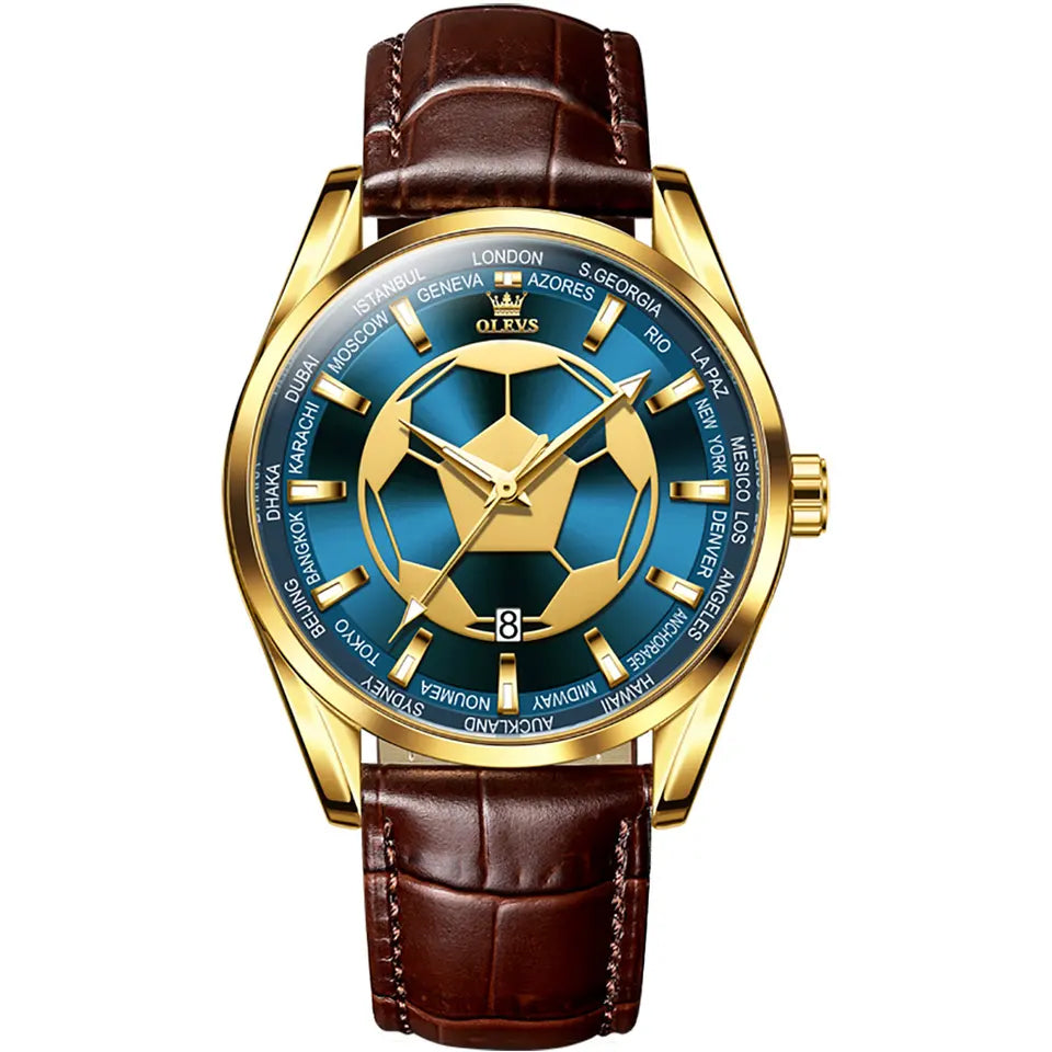Men Watch OLEVS 9949 Football Sport Gold
