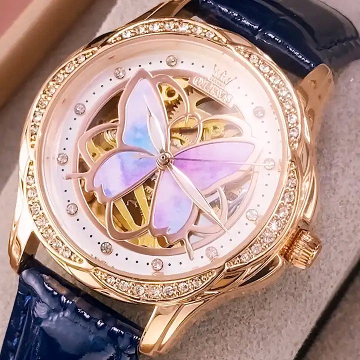 OLEVS Lady's Butterfly - Leather strap