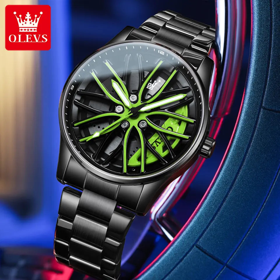 Pánské Motosport hodinky OLEVS 9937 Žluté