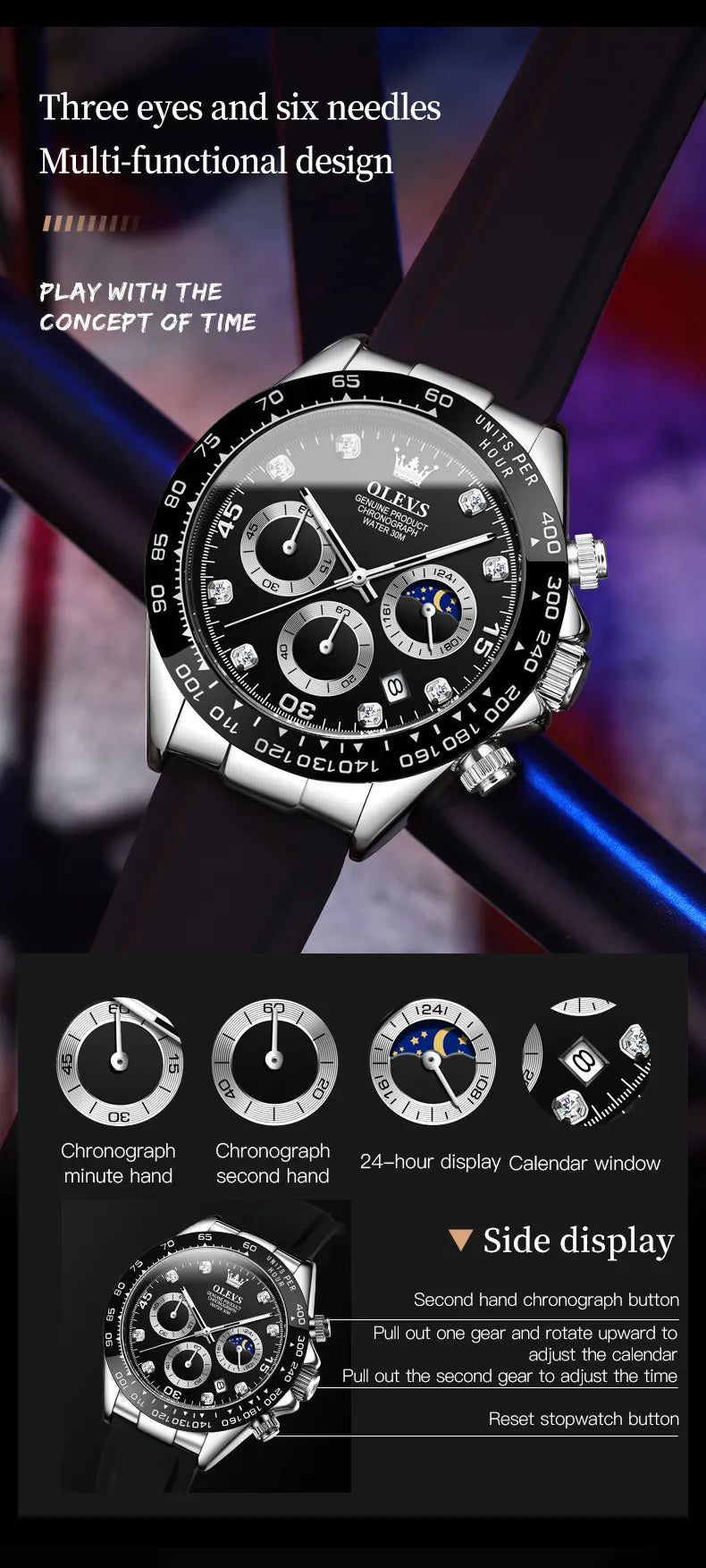 Men Watch OLEVS 2875 Casual Watch Black