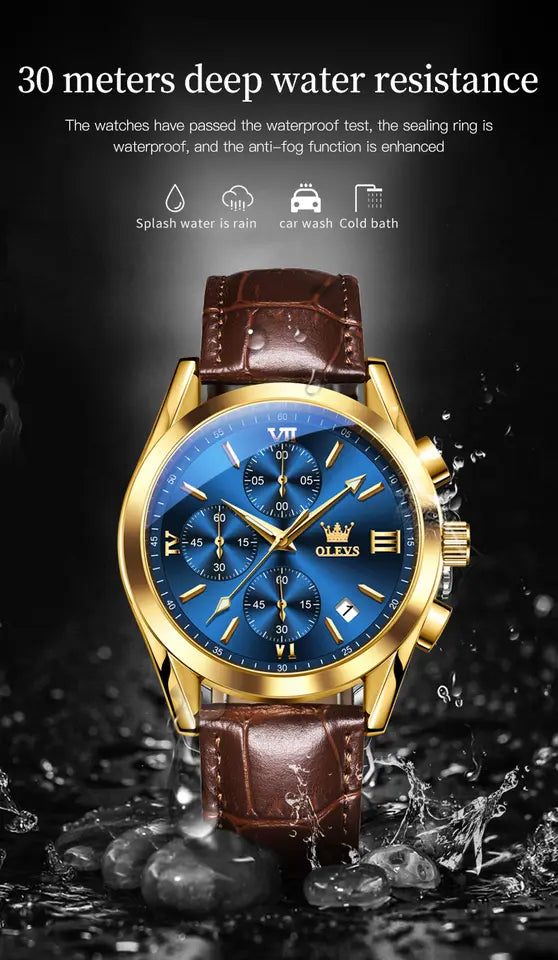 OLEVS Men Clasic Watch 2872 Gold Blue