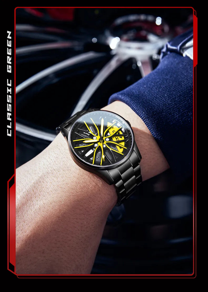 Pánské Motosport hodinky OLEVS 9937 Žluté