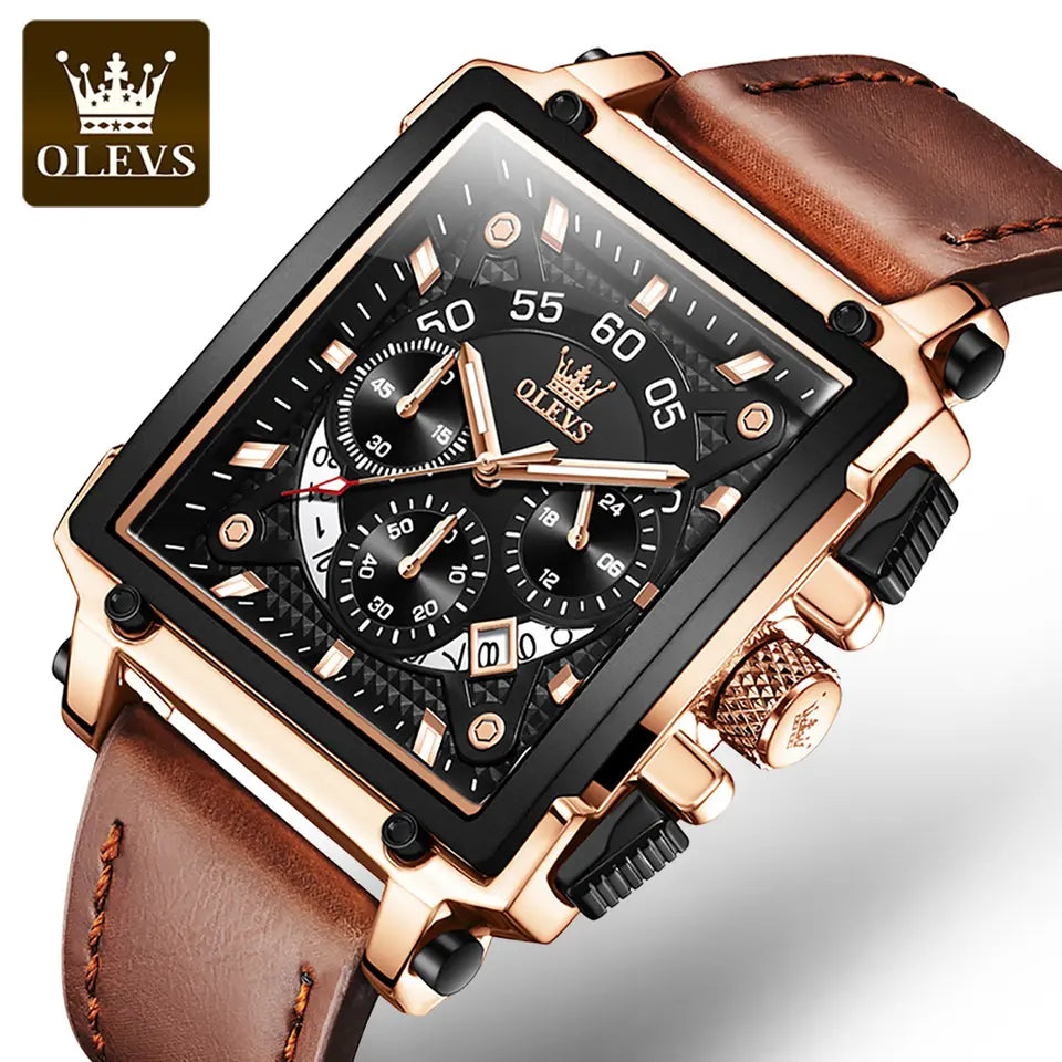 Men Watch OLEVS 9919 Luxury Business Watch Brown