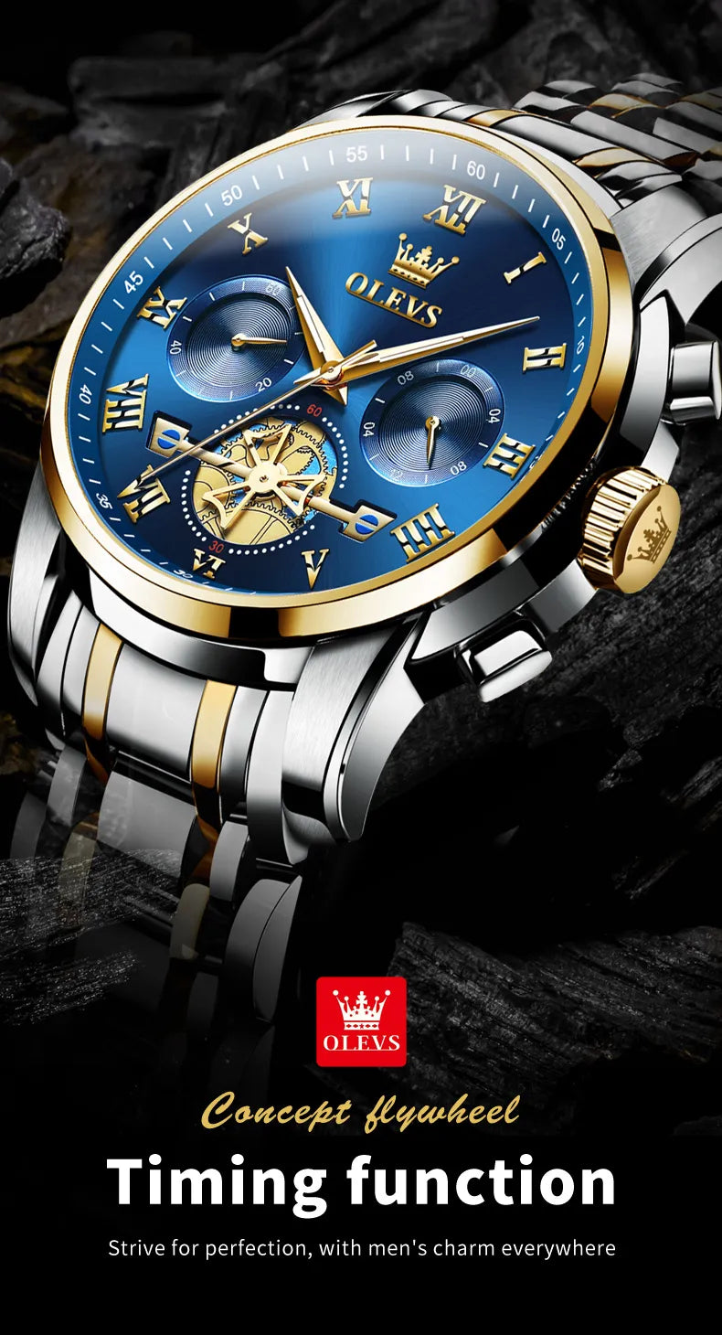 OLEVS Men Luxury Watch 2859 White dial Gold White strap