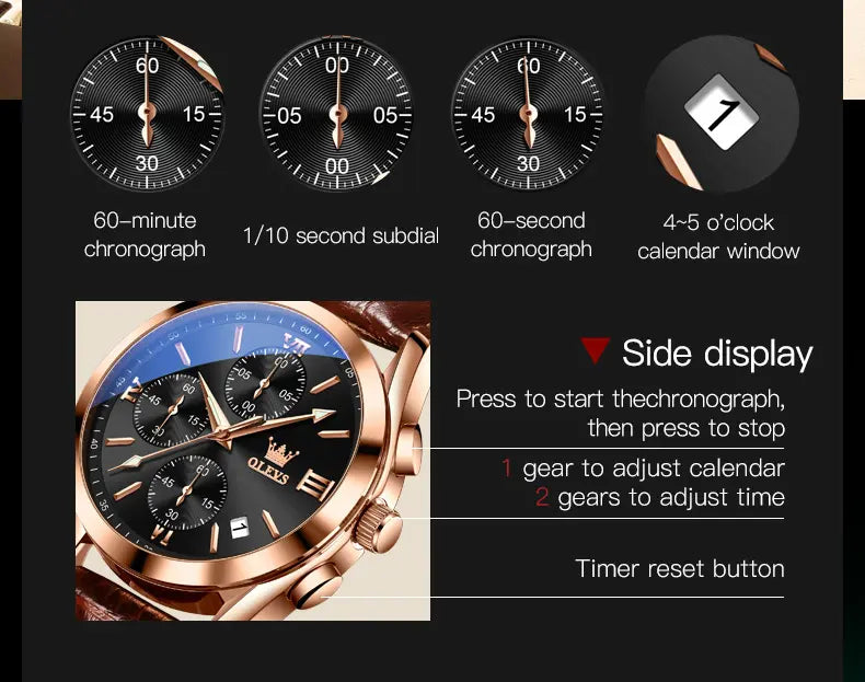 OLEVS Men Clasic Watch 2872 Gold Blue