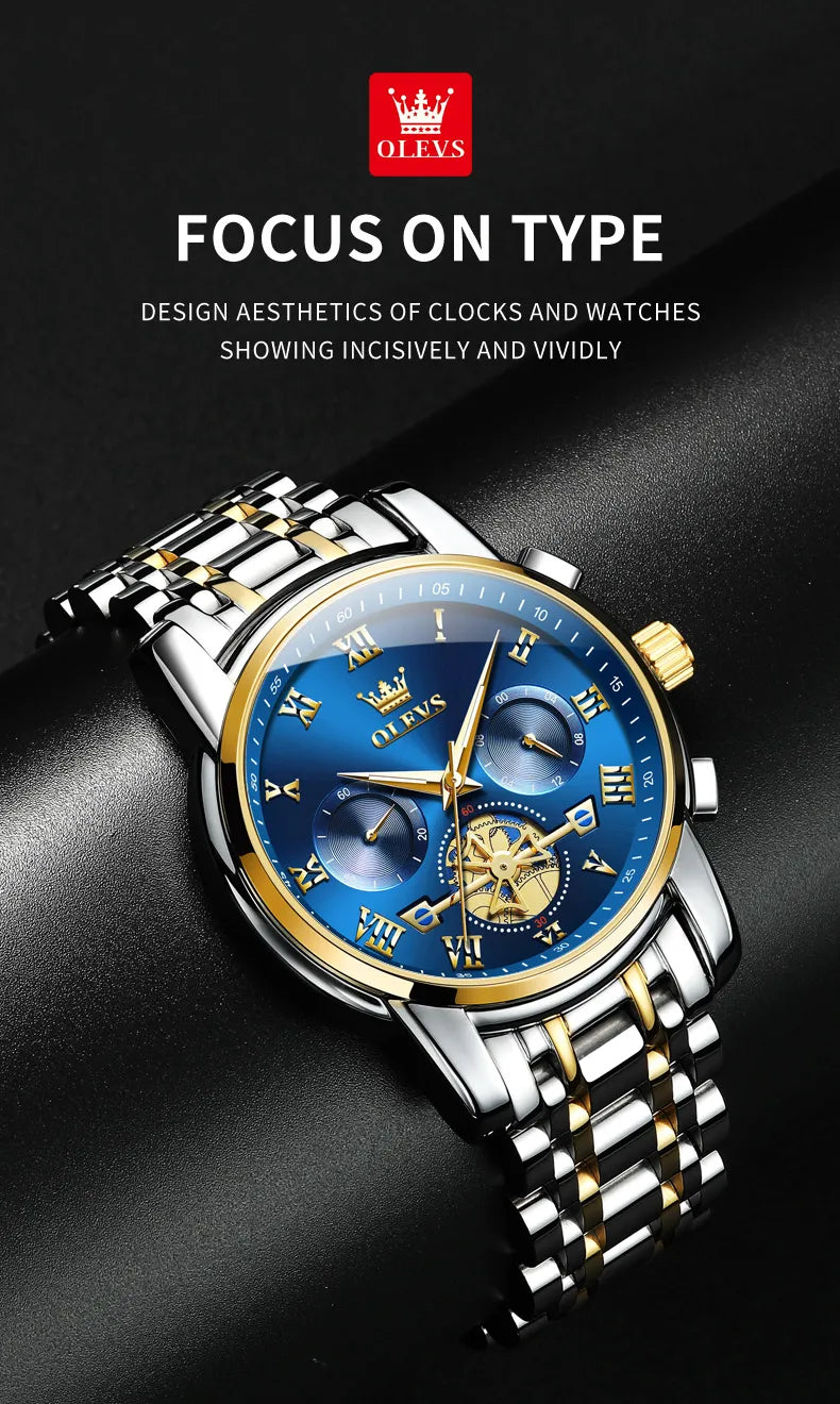 OLEVS Men Luxury Watch 2859 Gold dial Gold strap