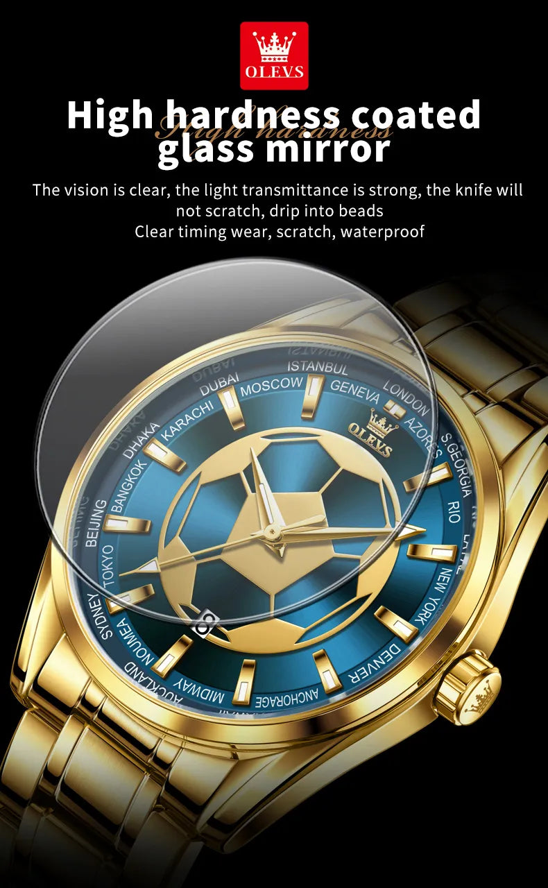 Men Watch OLEVS 9949 Football Sport Gold