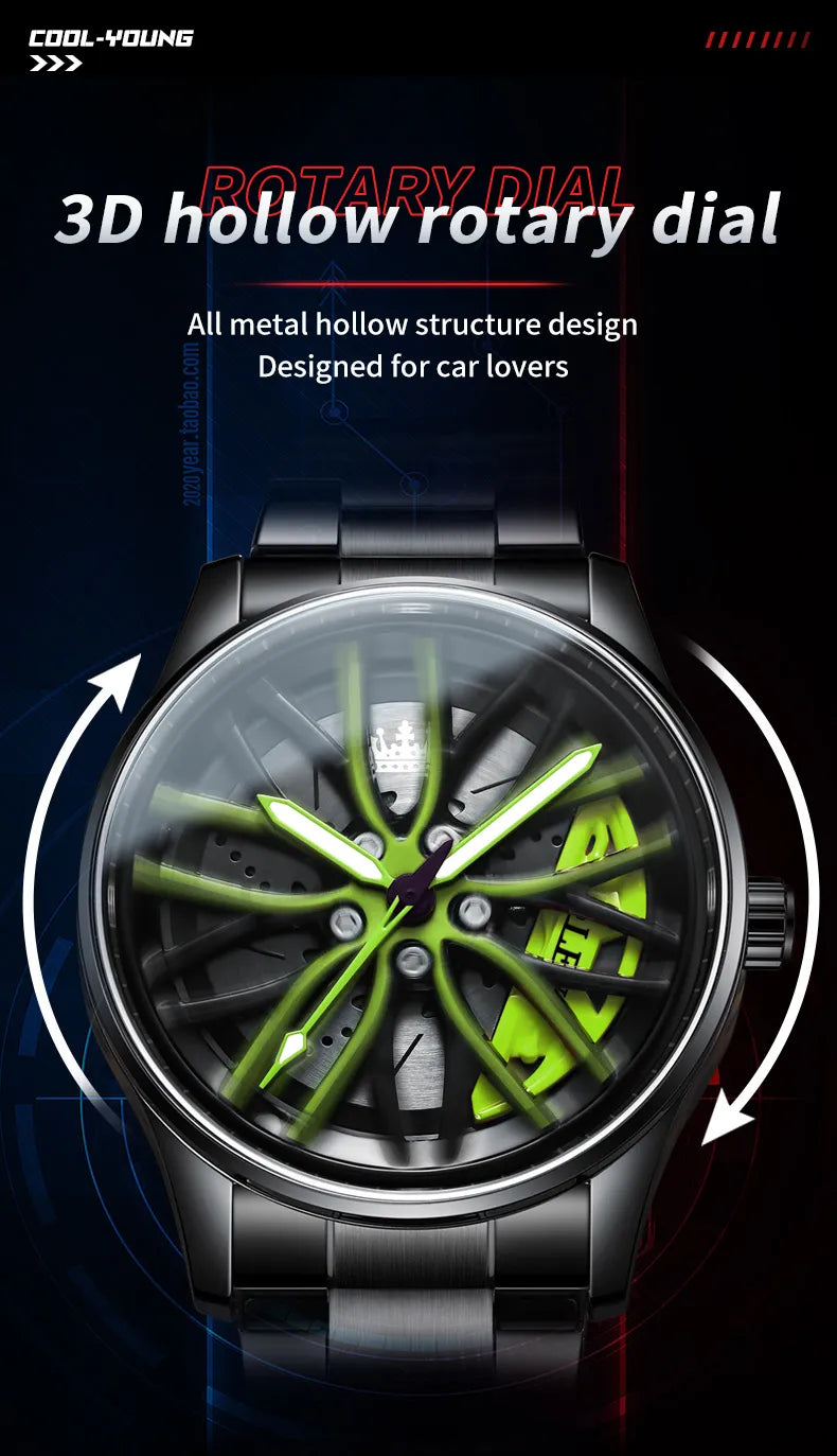 Pánské Motosport hodinky OLEVS 9937 Žluté