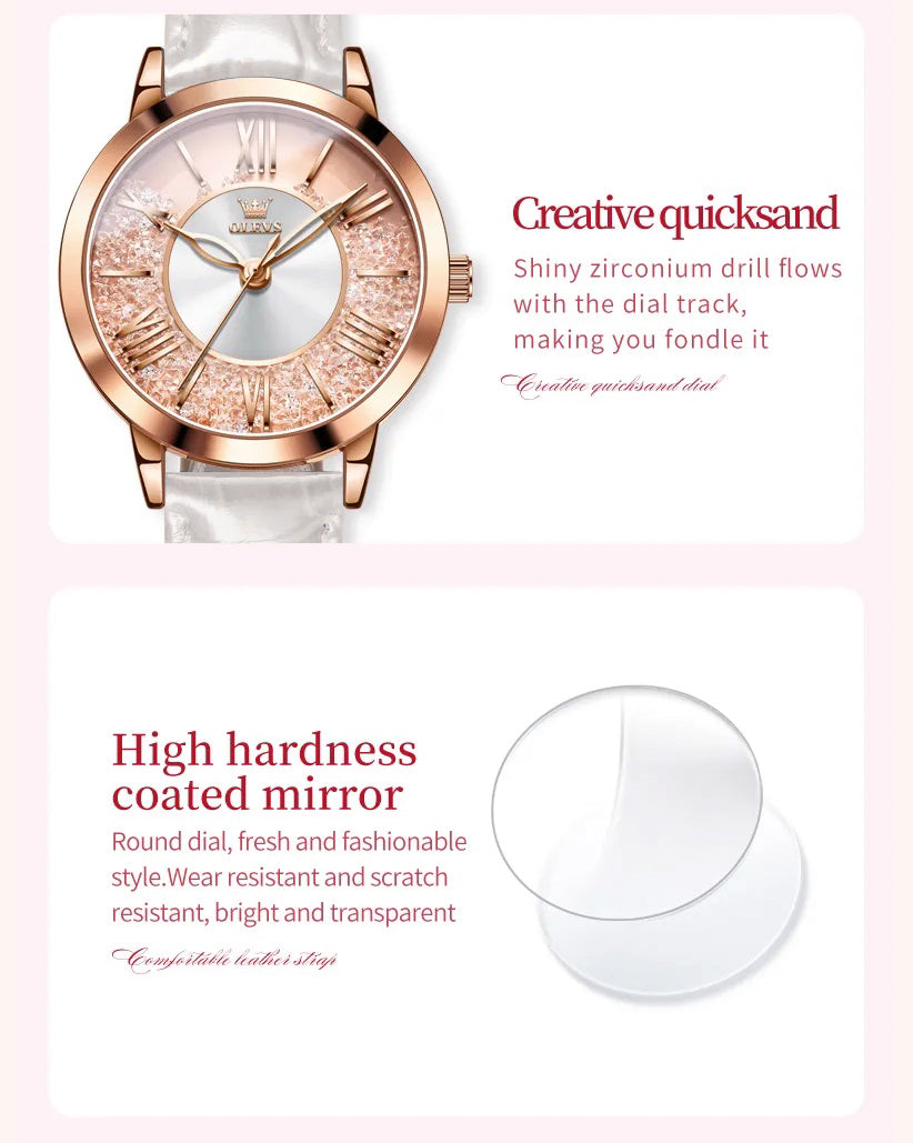 OLEVS Lady's Pink Diamonds - White