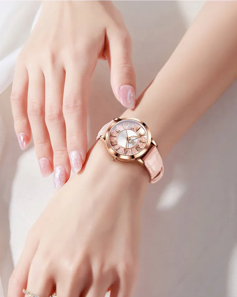 OLEVS Lady's Pink Diamonds - White