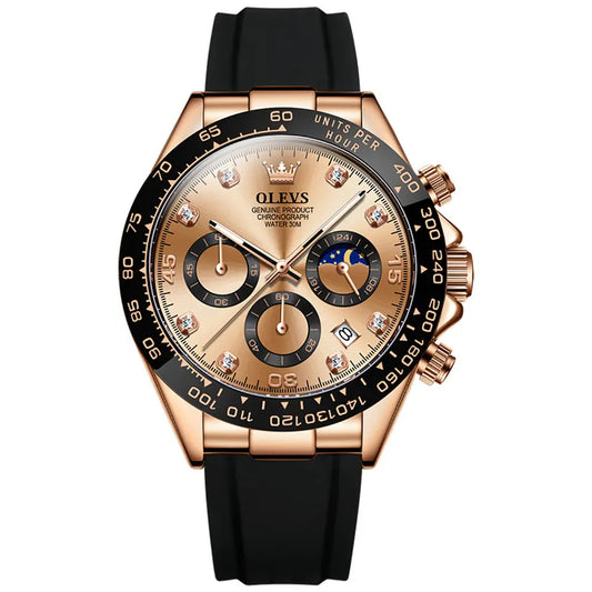 Pánské volnočasové hodinky OLEVS 2875 Růžové zlato