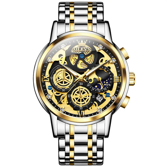 Pánské hodinky OLEVS 9947 Černo-zlaté