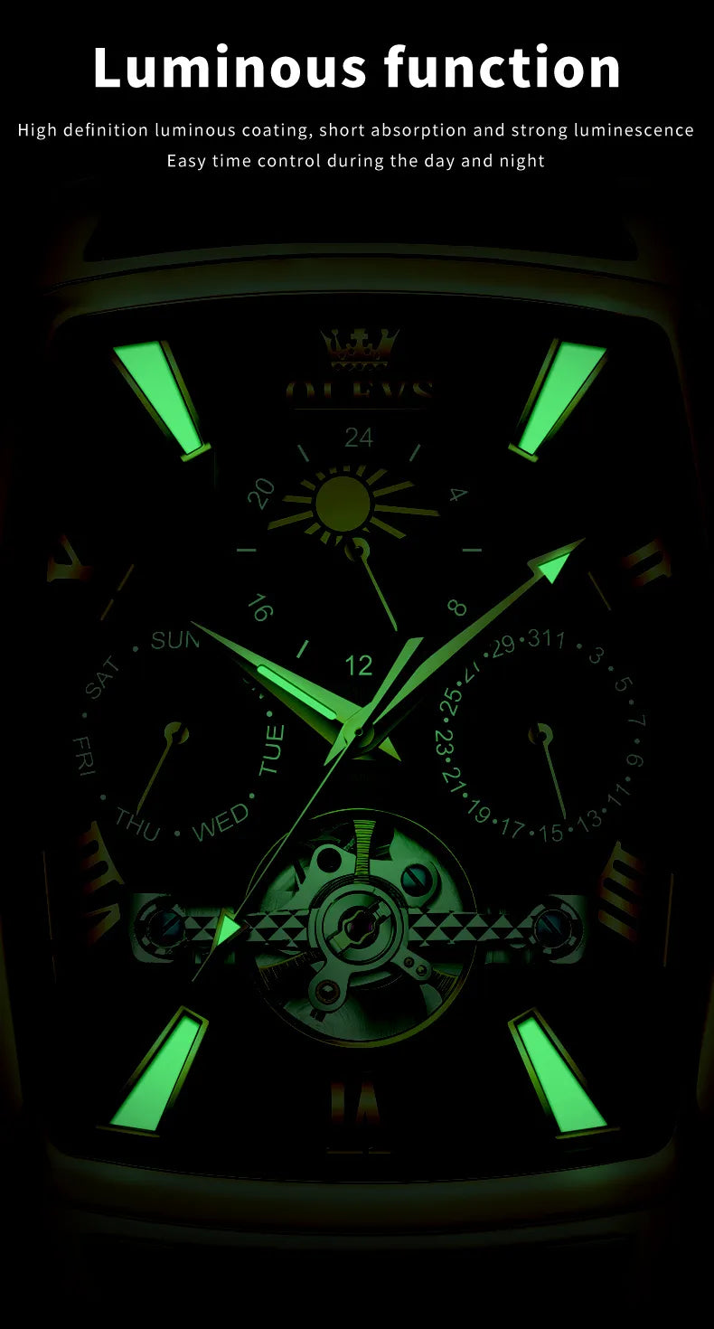 Pánské hodinky OLEVS 6675 Černé (Růžové zlato)