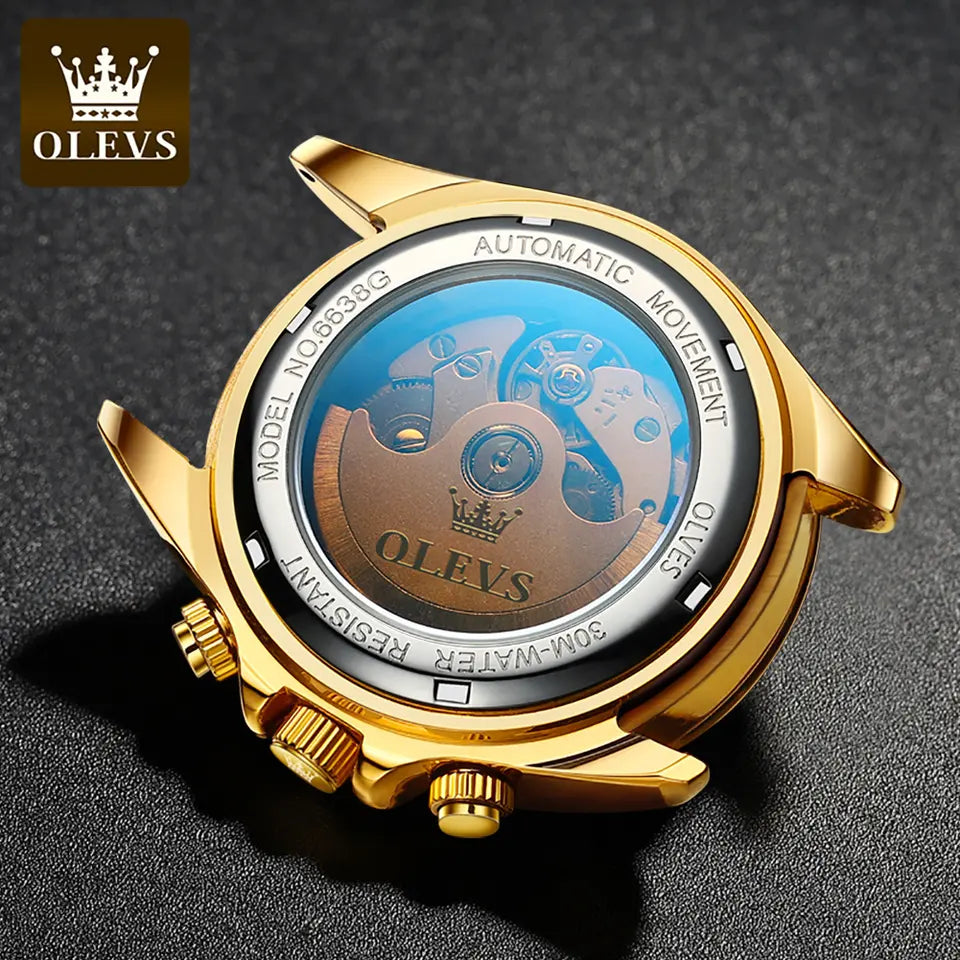 Men Watch OLEVS 6638 Automatic Mechanical Watch Gold – OLEVSEurope