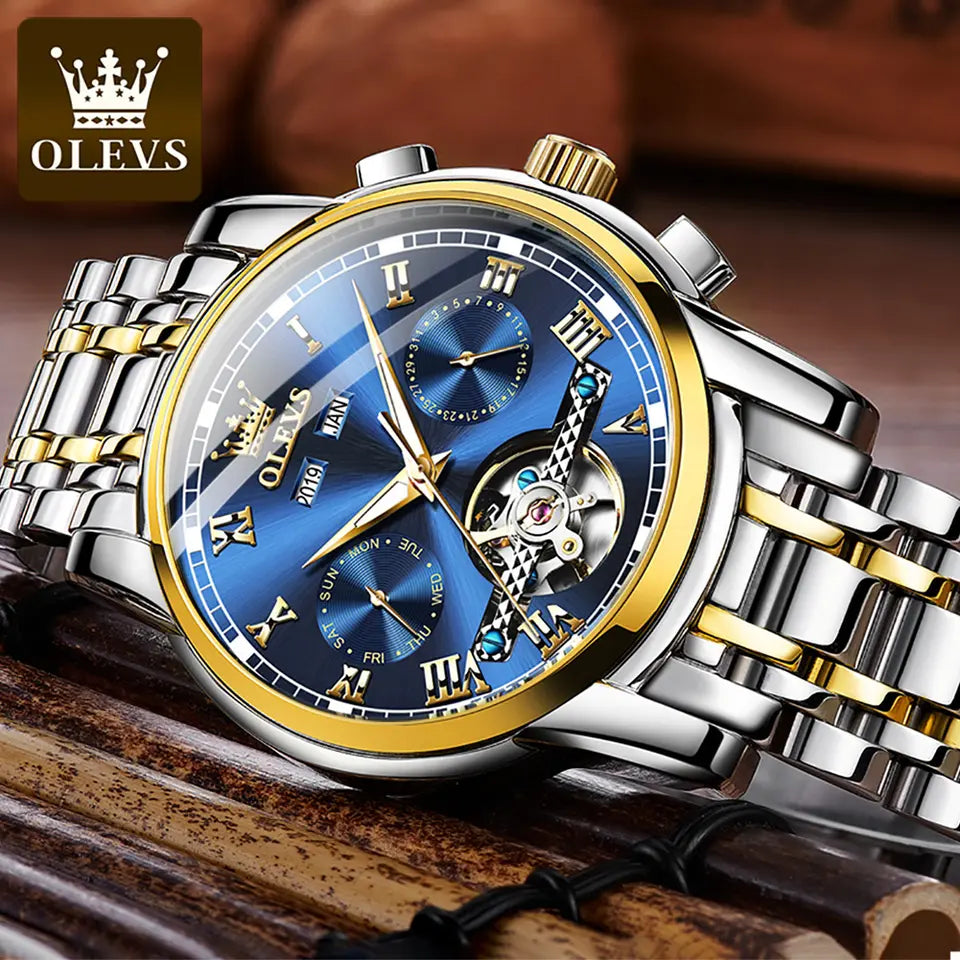 Men Watch OLEVS 6607 Automatic Mechanical Watch Green