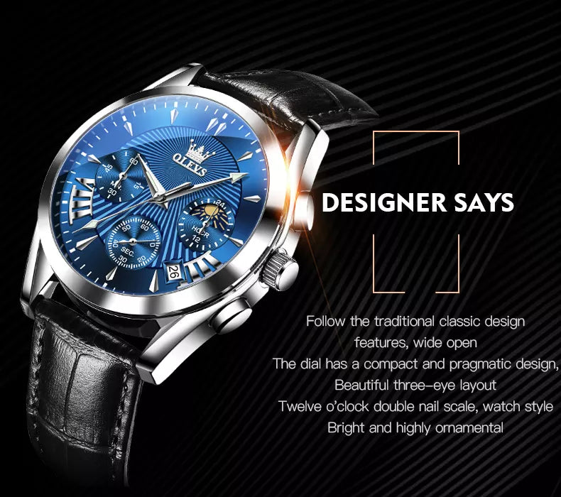 OLEVS Men Luxury Watch 2876 Blue OLEVSEurope