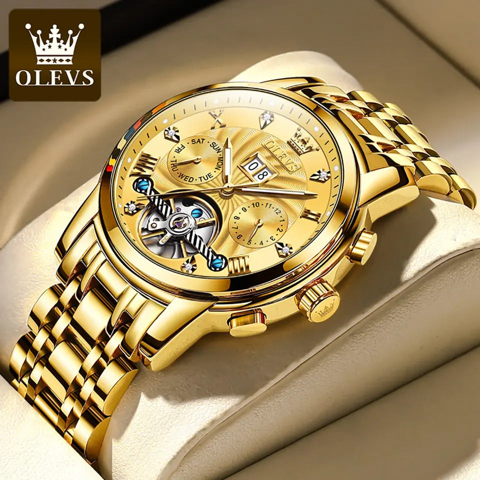 Men Watch OLEVS 9910 Automatic Mechanical Watch Black OLEVSEurope