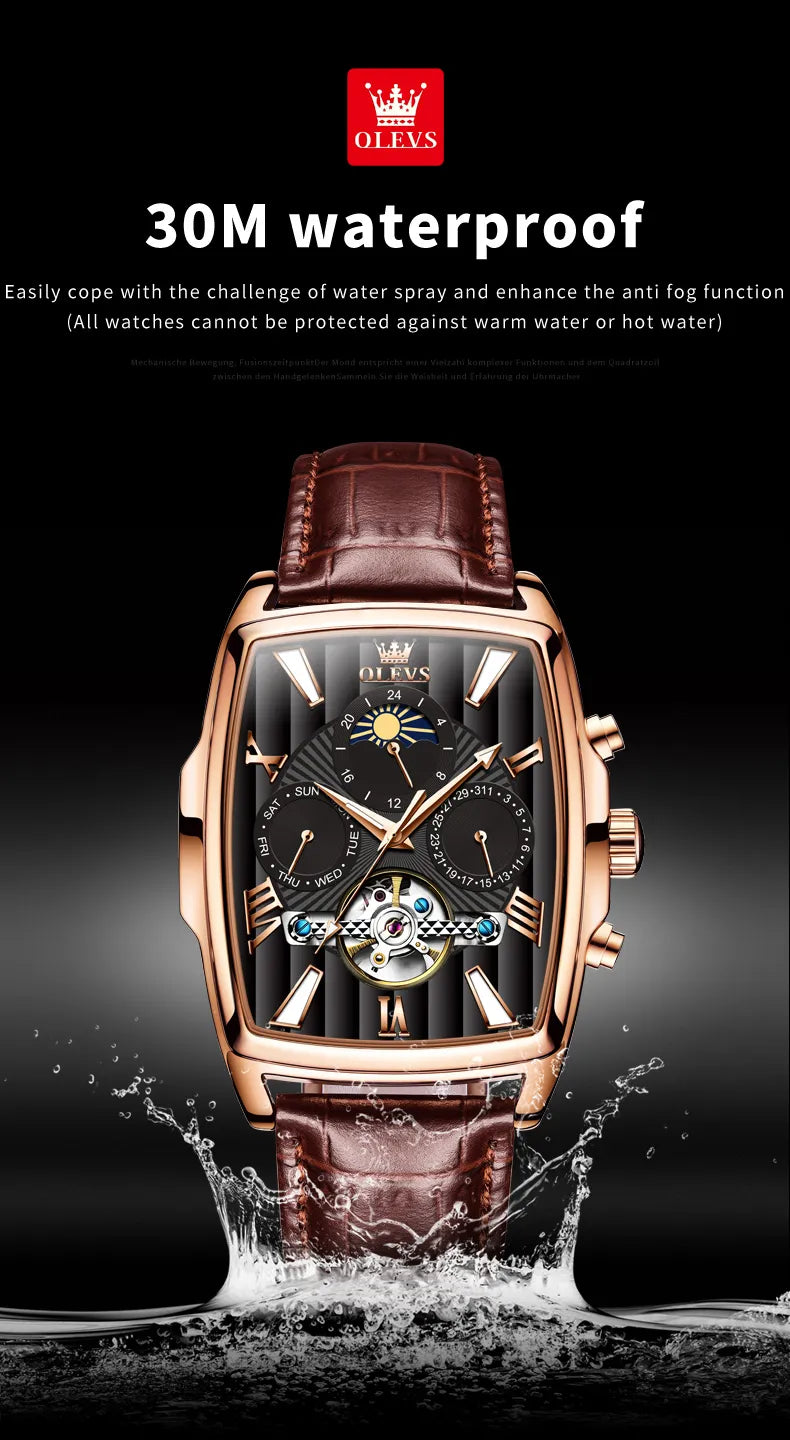 Pánské hodinky OLEVS 6675 Černé (Růžové zlato)