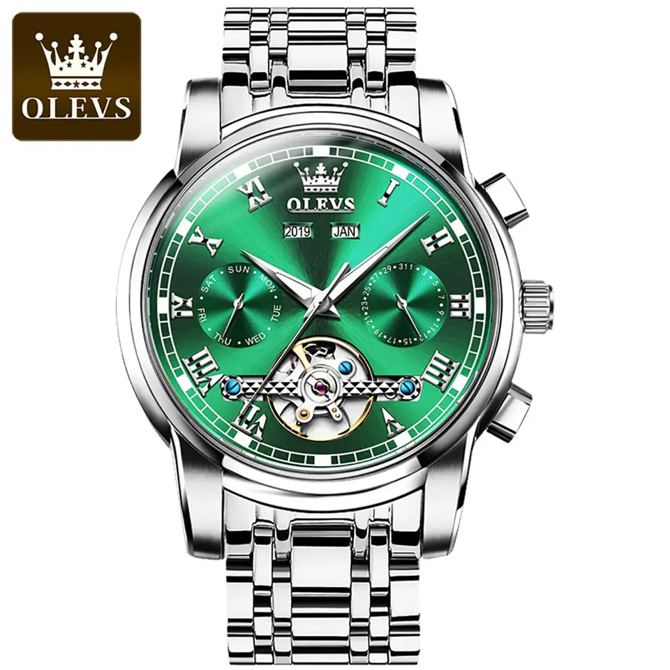 Men Watch OLEVS 6607 Automatic Mechanical Watch Black